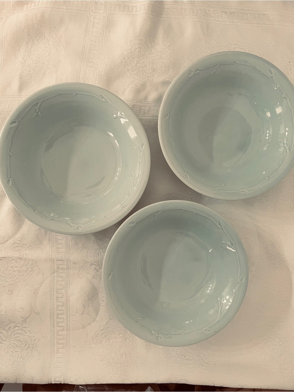 Dansk Wild Willow Celadon Green Pasta/Soup Bowls set of 3